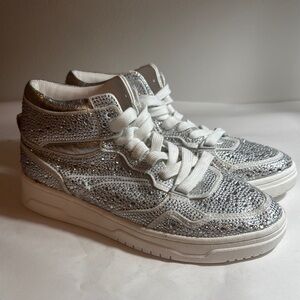 Used Steve Madden Women's Evans-R Rhinestone Lace-Up High-Top Sneakers 8M